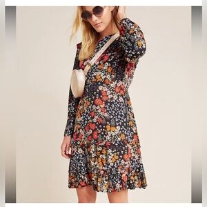 Anthropologie x Kachel Gula Floral Print Dress Long Sleeve Boho